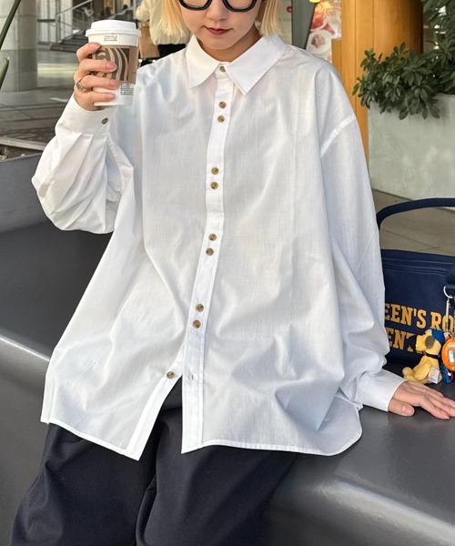 CIAOPANIC TYPY（チャオパニックティピー）の「【UNISEX】デザインボタンブロードシャツ（シャツ/ブラウス・メンズ・ピンク/ブルー/ホワイト・MEDIUM/LARGE）」の12枚目の写真