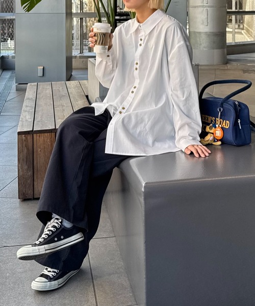 CIAOPANIC TYPY（チャオパニックティピー）の「【UNISEX】デザインボタンブロードシャツ（シャツ/ブラウス・メンズ・ピンク/ブルー/ホワイト・MEDIUM/LARGE）」の13枚目の写真