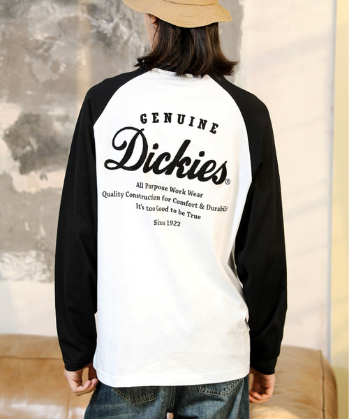Dickies（ディッキーズ）の「【neos】GENUINE DICKIES ジェニュイン ディッキーズ ロゴ 刺繍 袖プリント ラグラン ロングスリーブ Tシャツ（Tシャツ/カットソー・メンズ・ホワイト×ネイビー/ホワイト/ホワイト×ブラック/ブラック・MEDIUM/LARGE/X-LARGE）」の3枚目の写真