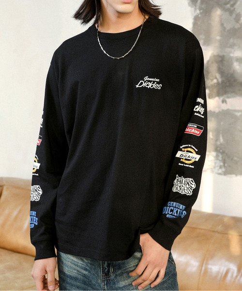 Dickies（ディッキーズ）の「【neos】GENUINE DICKIES ジェニュイン ディッキーズ ロゴ 刺繍 袖プリント ラグラン ロングスリーブ Tシャツ（Tシャツ/カットソー・メンズ・ホワイト×ネイビー/ホワイト/ホワイト×ブラック/ブラック・MEDIUM/LARGE/X-LARGE）」の4枚目の写真