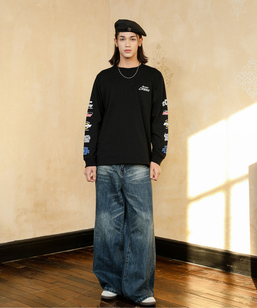 Dickies（ディッキーズ）の「【neos】GENUINE DICKIES ジェニュイン ディッキーズ ロゴ 刺繍 袖プリント ラグラン ロングスリーブ Tシャツ（Tシャツ/カットソー・メンズ・ホワイト×ネイビー/ホワイト/ホワイト×ブラック/ブラック・MEDIUM/LARGE/X-LARGE）」の12枚目の写真