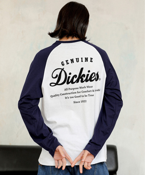 Dickies（ディッキーズ）の「【neos】GENUINE DICKIES ジェニュイン ディッキーズ ロゴ 刺繍 袖プリント ラグラン ロングスリーブ Tシャツ（Tシャツ/カットソー・メンズ・ホワイト×ネイビー/ホワイト/ホワイト×ブラック/ブラック・MEDIUM/LARGE/X-LARGE）」の10枚目の写真