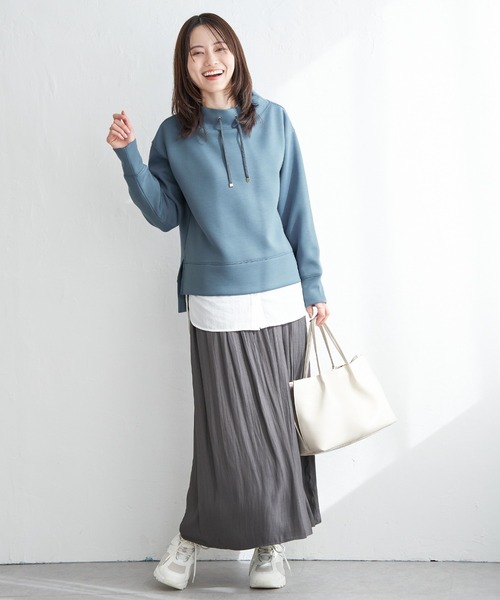 ikka（イッカ）の「【雑誌InRed4月号掲載】GOKU楽ダンボールスピンドル【親子コーデ】（スウェット・レディース・ベージュ/ネイビー/オフホワイト/オレンジ/ブルー/ミント・S/M/L）」の9枚目の写真