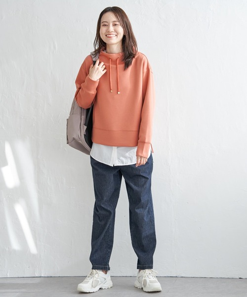 ikka（イッカ）の「【雑誌InRed4月号掲載】GOKU楽ダンボールスピンドル【親子コーデ】（スウェット・レディース・ベージュ/ネイビー/オフホワイト/オレンジ/ブルー/ミント・S/M/L）」の7枚目の写真