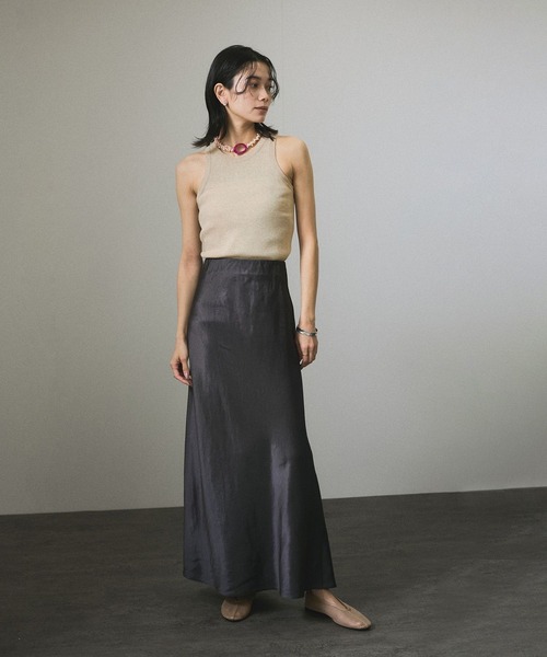 SALON adam et rope'(サロン アダム エ ロペ)の「ハイツイストコットンアメリカンスリーブタンクトップ(タンクトップ・レディース・チャコールグレー/ベージュ・FREE)」の6枚目の写真