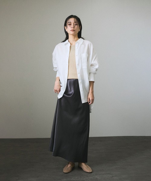 SALON adam et rope'(サロン アダム エ ロペ)の「ハイツイストコットンアメリカンスリーブタンクトップ(タンクトップ・レディース・チャコールグレー/ベージュ・FREE)」の11枚目の写真