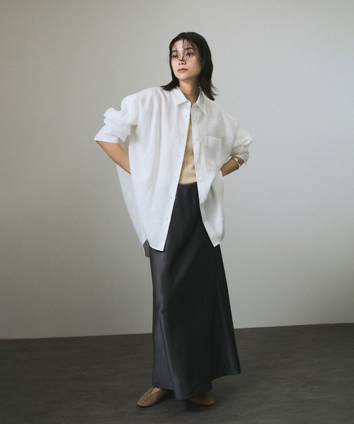 SALON adam et rope'(サロン アダム エ ロペ)の「ハイツイストコットンアメリカンスリーブタンクトップ(タンクトップ・レディース・チャコールグレー/ベージュ・FREE)」の12枚目の写真