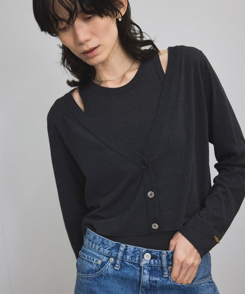 SALON adam et rope'(サロン アダム エ ロペ)の「ハイツイストコットンアメリカンスリーブタンクトップ(タンクトップ・レディース・チャコールグレー/ベージュ・FREE)」の17枚目の写真