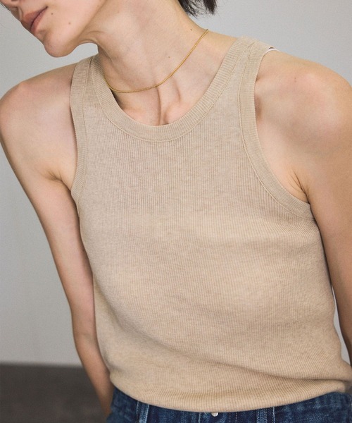 SALON adam et rope'(サロン アダム エ ロペ)の「ハイツイストコットンアメリカンスリーブタンクトップ(タンクトップ・レディース・チャコールグレー/ベージュ・FREE)」の22枚目の写真