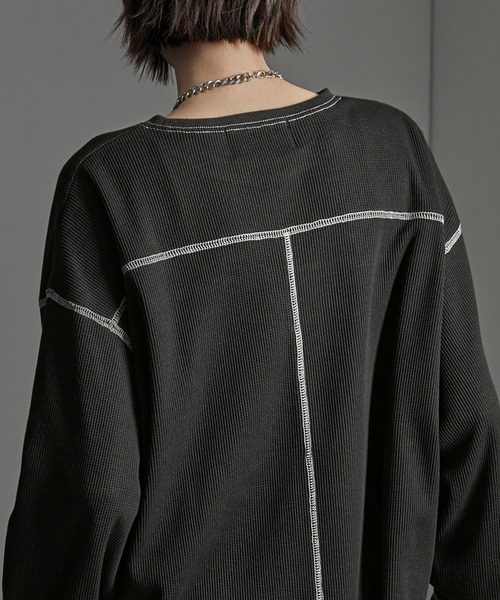 CIYOT(シヨウト)の「【CIYOT】配色ステッチ サイドコード ルーズワッフルロンT(Tシャツ/カットソー・メンズ・ダークグレー/ダークブラウン/ブラック・M/L)」の15枚目の写真