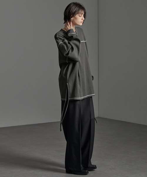 CIYOT(シヨウト)の「【CIYOT】配色ステッチ サイドコード ルーズワッフルロンT(Tシャツ/カットソー・メンズ・ダークグレー/ダークブラウン/ブラック・M/L)」の13枚目の写真