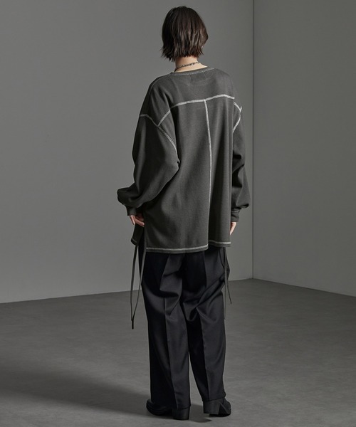 CIYOT(シヨウト)の「【CIYOT】配色ステッチ サイドコード ルーズワッフルロンT(Tシャツ/カットソー・メンズ・ダークグレー/ダークブラウン/ブラック・M/L)」の14枚目の写真