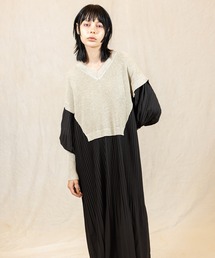 OSMOSIS | ニット切替プリーツワンピース(ワンピース)