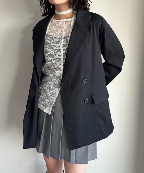 apres jour mignon（アプレジュールミニョン）の「【SETUP可能】オーバーＷジャケット【ZOZOTOWN限定アイテム】（テーラードジャケット・レディース・グレー/チャコールグレー/ネイビー/ブラック・フリー/X-LARGE）」の4枚目の写真