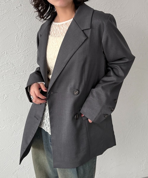 apres jour mignon（アプレジュールミニョン）の「【SETUP可能】オーバーＷジャケット【ZOZOTOWN限定アイテム】（テーラードジャケット・レディース・グレー/チャコールグレー/ネイビー/ブラック・フリー/X-LARGE）」の2枚目の写真