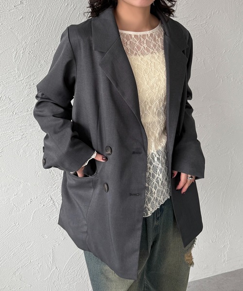 apres jour mignon（アプレジュールミニョン）の「【SETUP可能】オーバーＷジャケット【ZOZOTOWN限定アイテム】（テーラードジャケット・レディース・グレー/チャコールグレー/ネイビー/ブラック・フリー/X-LARGE）」の14枚目の写真