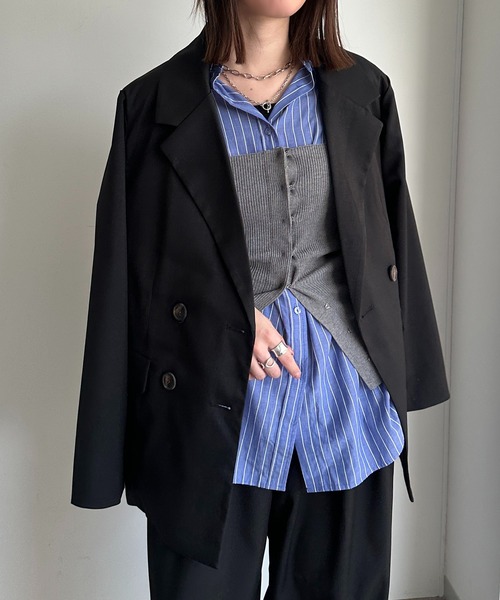 apres jour mignon（アプレジュールミニョン）の「【SETUP可能】オーバーＷジャケット【ZOZOTOWN限定アイテム】（テーラードジャケット・レディース・グレー/チャコールグレー/ネイビー/ブラック・フリー/X-LARGE）」の13枚目の写真