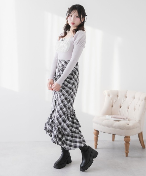 DearMyLoveRose(ディアマイラブローズ)の「ドロストアシメフリルマーメイトスカート【大きいサイズ有り】(スカート・レディース・ブルーグレー/ブラック/ブラック系その他/アイボリー・LL/LARGE/MEDIUM/SMALL/3L)」の8枚目の写真