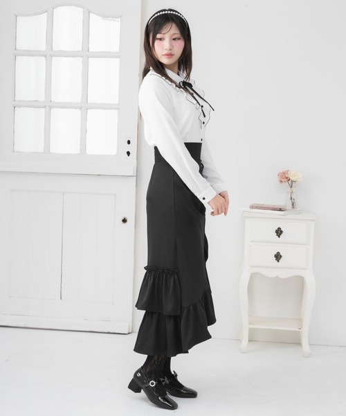 DearMyLoveRose(ディアマイラブローズ)の「ドロストアシメフリルマーメイトスカート【大きいサイズ有り】(スカート・レディース・ブルーグレー/ブラック/ブラック系その他/アイボリー・LL/LARGE/MEDIUM/SMALL/3L)」の18枚目の写真
