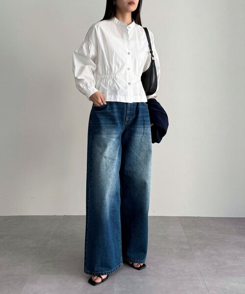 fredy emue（フレディエミュ）の「クロップドウエストギャザーブラウス（シャツ/ブラウス・レディース・ベージュ/ネイビー/ブルー系その他/オフホワイト・38）」の13枚目の写真