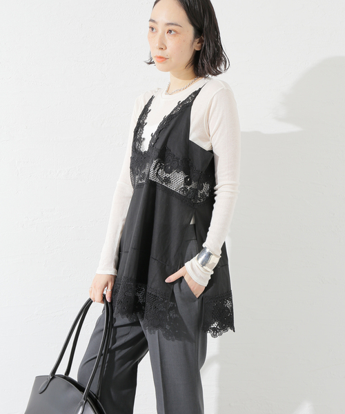 journal standard L'essage(ジャーナルスタンダードレサージュ)の「ケミカルレースキャミ(シャツ/ブラウス・レディース・ホワイト/ブラック・FREE)」の7枚目の写真