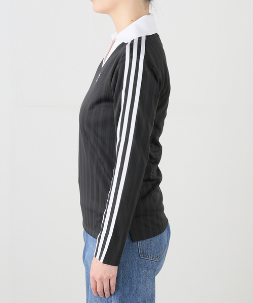 JOINT WORKS（ジョイントワークス）の「adidas/ アディダス V-NECK LS TEE（Tシャツ/カットソー・レディース・ブラック・SMALL）」の3枚目の写真