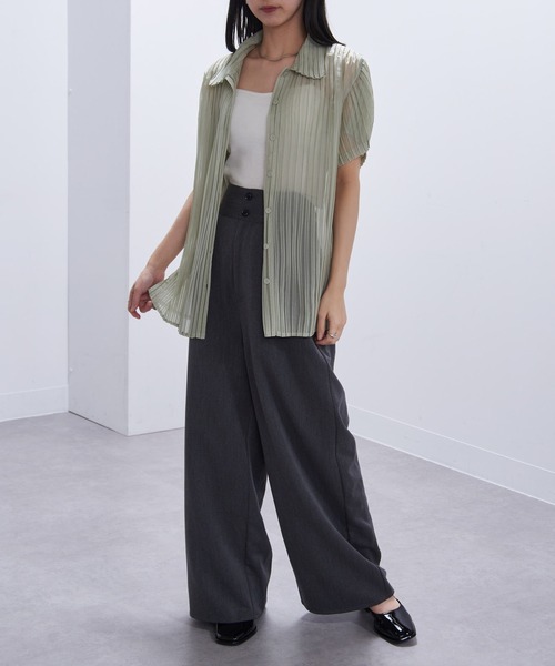 ブラウス シャツ 「Gongdid Design」Organza pleated shirt シアープリーツシャツ レディース セール】【Gongdid Design】Organza pleated shirt シアー