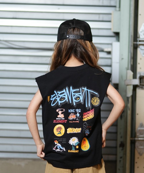 ELEMENT（エレメント）の「ELEMENT/エレメント ACOMPANY NO SLEEVE YOUTH キッズ タンクトップ BF02E-356（タンクトップ・キッズ・ブラック/ホワイト・130cm/140cm/150cm/160cm）」の2枚目の写真