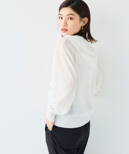 CROSS FUNCTION（クロスファンクション）の「《洗える》サマナチュラ シアーニットZIPパーカー【CF/クロスファンクション】（パーカー・レディース・オフホワイト/ブラック/杢グレー/ブラウン・L/M/LL）」の18枚目の写真