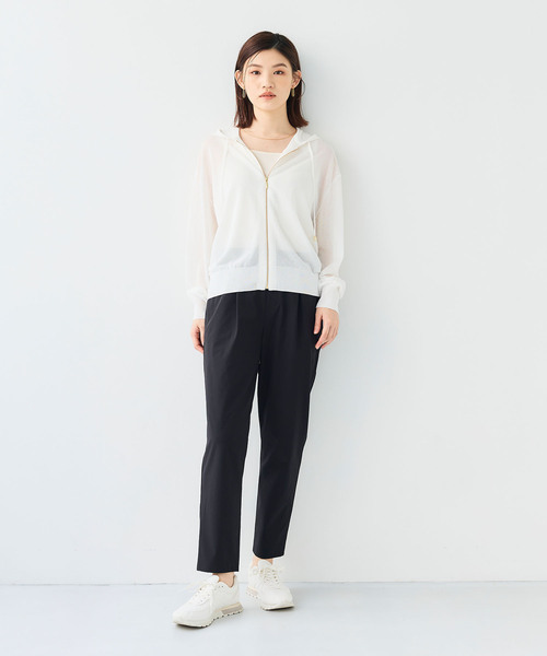 CROSS FUNCTION（クロスファンクション）の「《洗える》サマナチュラ シアーニットZIPパーカー【CF/クロスファンクション】（パーカー・レディース・オフホワイト/ブラック/杢グレー/ブラウン・L/M/LL）」の20枚目の写真