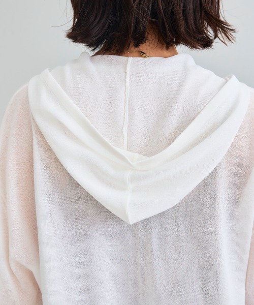 CROSS FUNCTION（クロスファンクション）の「《洗える》サマナチュラ シアーニットZIPパーカー【CF/クロスファンクション】（パーカー・レディース・オフホワイト/ブラック/杢グレー/ブラウン・L/M/LL）」の13枚目の写真