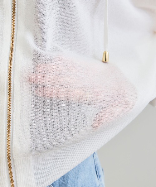 CROSS FUNCTION（クロスファンクション）の「《洗える》サマナチュラ シアーニットZIPパーカー【CF/クロスファンクション】（パーカー・レディース・オフホワイト/ブラック/杢グレー/ブラウン・L/M/LL）」の14枚目の写真