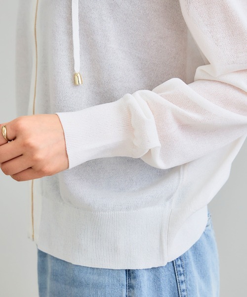 CROSS FUNCTION（クロスファンクション）の「《洗える》サマナチュラ シアーニットZIPパーカー【CF/クロスファンクション】（パーカー・レディース・オフホワイト/ブラック/杢グレー/ブラウン・L/M/LL）」の12枚目の写真