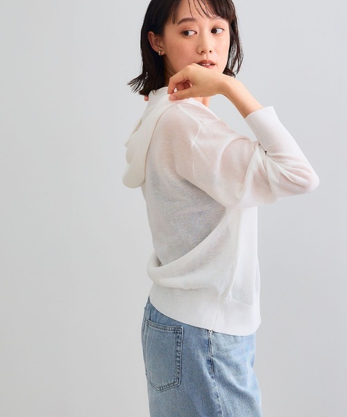 セール】《洗える》サマナチュラ シアーニットZIPパーカー【CF/クロス