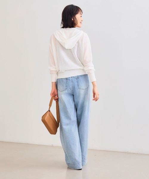 CROSS FUNCTION（クロスファンクション）の「《洗える》サマナチュラ シアーニットZIPパーカー【CF/クロスファンクション】（パーカー・レディース・オフホワイト/ブラック/杢グレー/ブラウン・L/M/LL）」の10枚目の写真