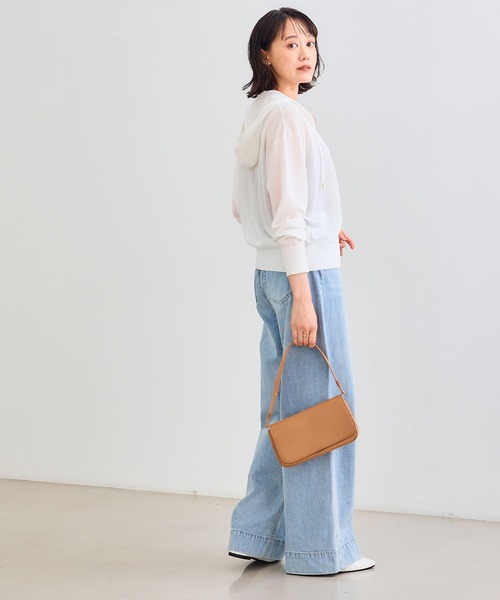 CROSS FUNCTION（クロスファンクション）の「《洗える》サマナチュラ シアーニットZIPパーカー【CF/クロスファンクション】（パーカー・レディース・オフホワイト/ブラック/杢グレー/ブラウン・L/M/LL）」の8枚目の写真