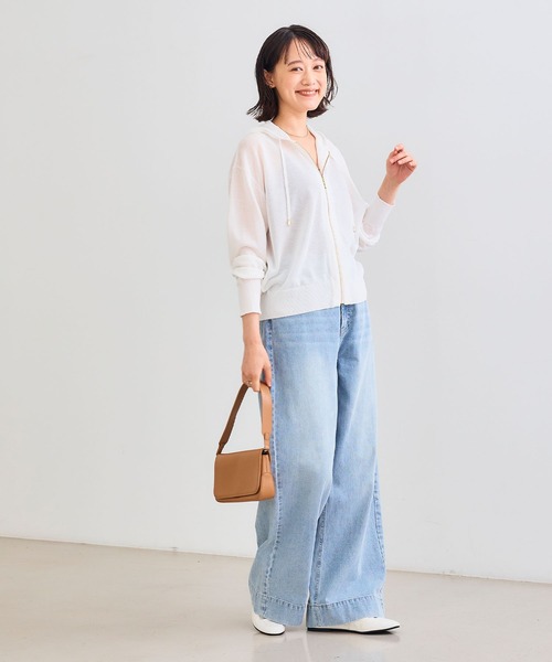 CROSS FUNCTION（クロスファンクション）の「《洗える》サマナチュラ シアーニットZIPパーカー【CF/クロスファンクション】（パーカー・レディース・オフホワイト/ブラック/杢グレー/ブラウン・L/M/LL）」の9枚目の写真