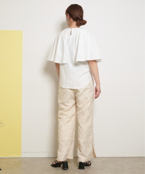 ケープ風 裾ラウンドデザイン キレイ目カットソー Tシャツ Palm Riche