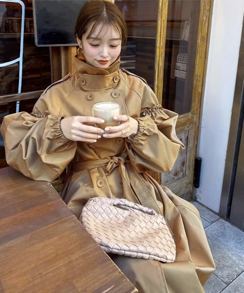 Kobe Lettuce yuri. コラボ トレンチコート ブラウン 楽天市場】[ yuri.さんコラボ ] 選べる2丈ギャザースリーブ