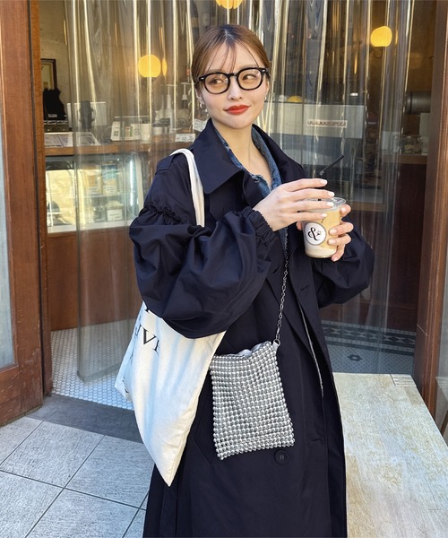 KOBE LETTUCE（コウベレタス）の「[ yuri.さんコラボ ] 選べる2丈ギャザースリーブロングトレンチコート（トレンチコート・レディース・ベージュ/ネイビー/キャメル・M-Short/M-Long）」の12枚目の写真