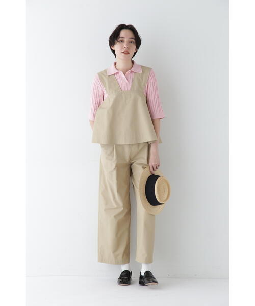human woman（ヒューマンウーマン）の「◆Ｃ／Ｎソフトツイルワンピース（つなぎ/オールインワン・レディース・ネイビー/ベージュ・MEDIUM）」の6枚目の写真