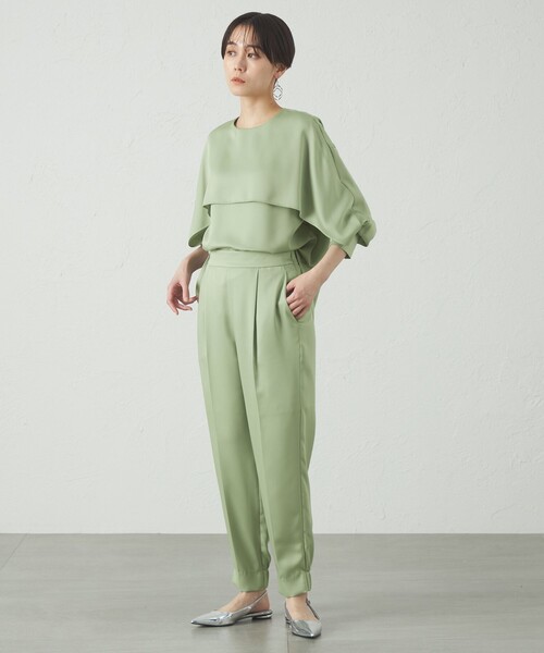 CAST:(キャストコロン)の「【セットアップ対応/オンでもオフでも活躍】サテンジョッパーズパンツ(その他パンツ・レディース・グリーン/ネイビー/ベージュ・S/M)」の13枚目の写真