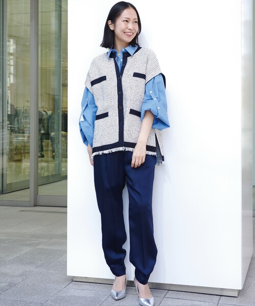 CAST:(キャストコロン)の「【セットアップ対応/オンでもオフでも活躍】サテンジョッパーズパンツ(その他パンツ・レディース・グリーン/ネイビー/ベージュ・S/M)」の12枚目の写真