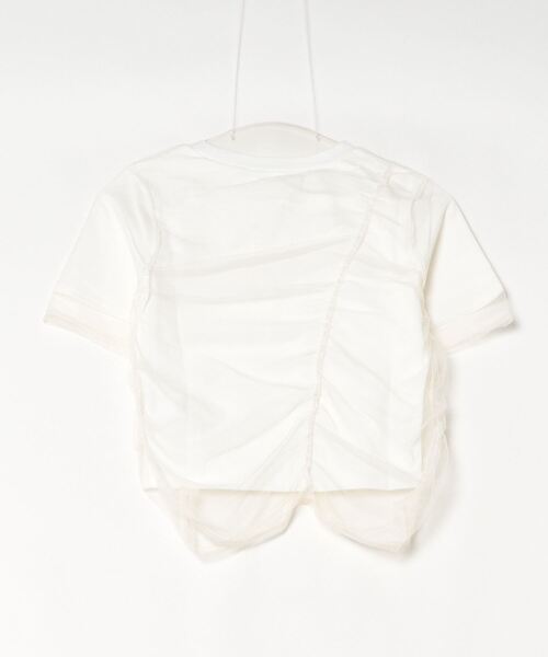 DIP IN CHOCOLATE(ディップインチョコレート)の「シアーシャーリングドッキングクロップドTシャツ【DIP IN CHOCOLATE】(Tシャツ/カットソー・レディース・ホワイト×ブラック/ブラック/オフホワイト/グレー・F)」の5枚目の写真