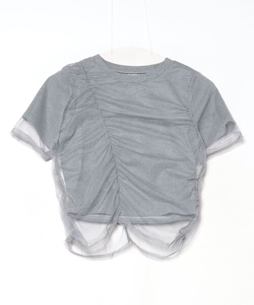 DIP IN CHOCOLATE(ディップインチョコレート)の「シアーシャーリングドッキングクロップドTシャツ【DIP IN CHOCOLATE】(Tシャツ/カットソー・レディース・ホワイト×ブラック/ブラック/オフホワイト/グレー・F)」の21枚目の写真