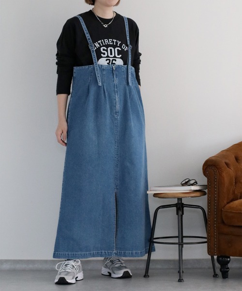 cepo（セポ）の「〈2way〉〈セットアップ対応〉デニムジャンパースカート（ジャンパースカート・レディース・ブルー系2/ブルー系3・M）」の2枚目の写真