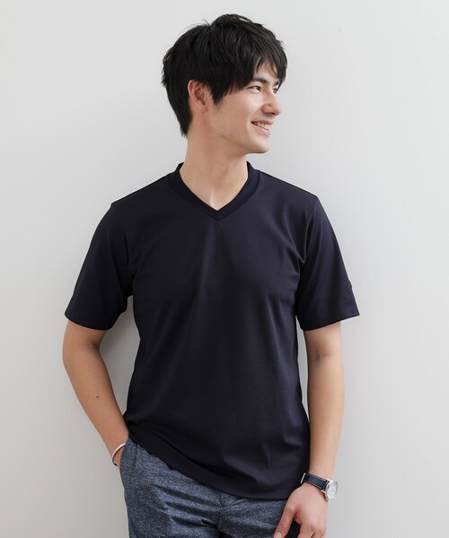 TAKEO KIKUCHI(タケオキクチ)の「テーラードジャージ Vネック(Tシャツ/カットソー・メンズ・ブラック/ホワイト/ネイビー・03/01/02/04/05)」の3枚目の写真