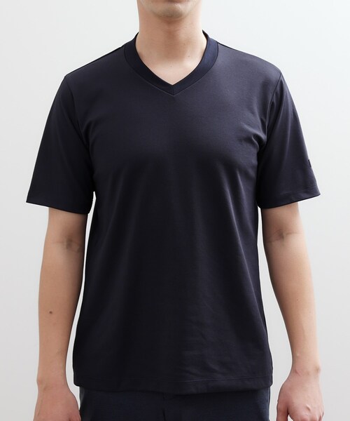 TAKEO KIKUCHI(タケオキクチ)の「テーラードジャージ Vネック(Tシャツ/カットソー・メンズ・ブラック/ホワイト/ネイビー・03/01/02/04/05)」の5枚目の写真