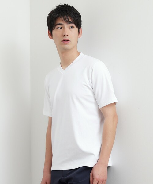 TAKEO KIKUCHI(タケオキクチ)の「テーラードジャージ Vネック(Tシャツ/カットソー・メンズ・ブラック/ホワイト/ネイビー・03/01/02/04/05)」の12枚目の写真