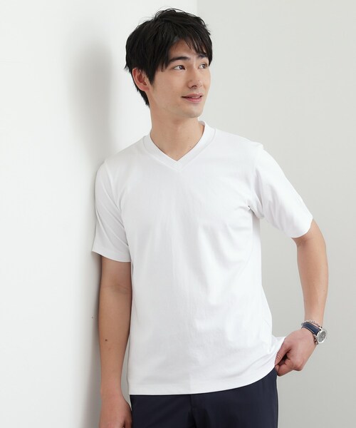TAKEO KIKUCHI(タケオキクチ)の「テーラードジャージ Vネック(Tシャツ/カットソー・メンズ・ブラック/ホワイト/ネイビー・03/01/02/04/05)」の13枚目の写真